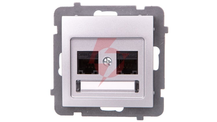 AS Gniazdo komputerowe podwójne RJ45 kat.5e MMC srebro GPK-2G/K/m/18