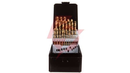 Zestaw wierteł do metalu HSS-TiN 1.0-13 mm głęboko szlifowane stal 9341 DIN338 25 elementów 57H200
