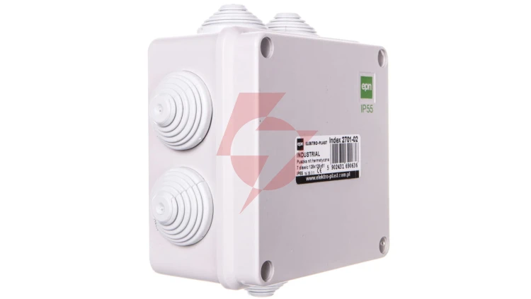INDUSTRIAL Puszka hermetyczna n/t 129x129x61 z 7 dławnicami IP55 szara 2701-02