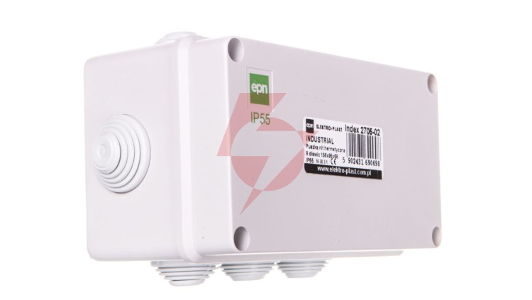 INDUSTRIAL Puszka hermetyczna n/t 156x95x68 z 8 dławnicami IP55 szara 2705-02