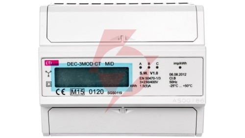 Wskaźnik zużycia energii 3-fazowy z modbus DEC-3MOD CT 004804055