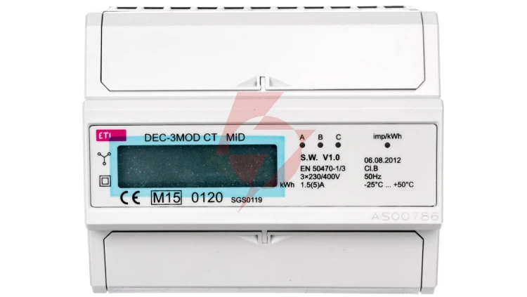 Wskaźnik zużycia energii 3-fazowy z modbus DEC-3MOD CT 004804055