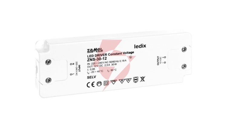 Zasilacz LED slim 12V DC 30W ZNS-30-12 LDX10000139