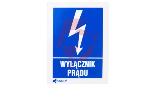 Samoprzylepna tabliczka ostrzegawcza /WYŁĄCZNIK PRĄDU 52X74/ 8EIA/Q1/F