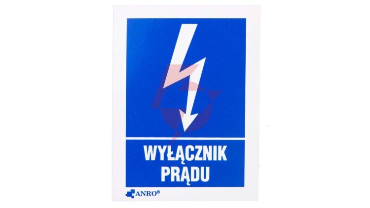 Samoprzylepna tabliczka ostrzegawcza /WYŁĄCZNIK PRĄDU 52X74/ 8EIA/Q1/F