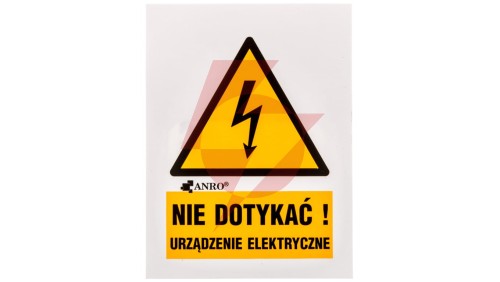 Samoprzylepna tabliczka ostrzegawcza /Nie dotykać urządzenie elektryczne 52x74/ 1EOA/Q1/F