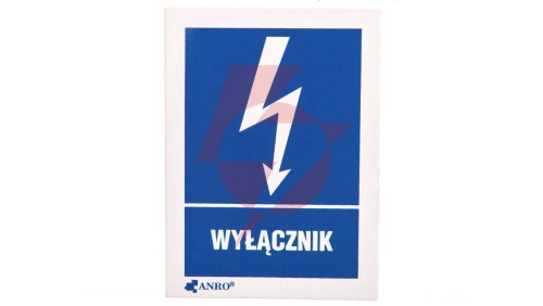 Samoprzylepna tabliczka ostrzegawcza /WYŁĄCZNIK 52X74/ 10EIA/Q1/F