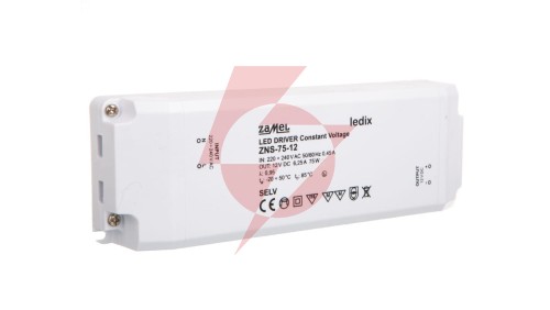 Zasilacz LED slim 12V DC 75W ZNS-75-12 LDX10000141