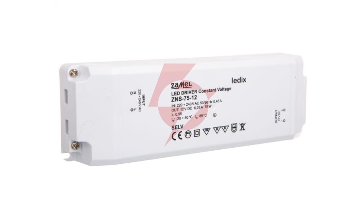 Zasilacz LED slim 12V DC 75W ZNS-75-12 LDX10000141