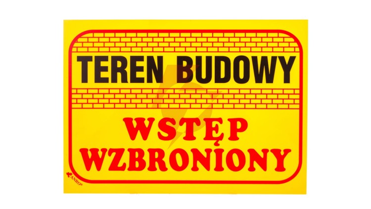 Tabliczka ostrzegawcza PCV /Teren budowy wstęp wzbroniony 350x250/ B16/L/P