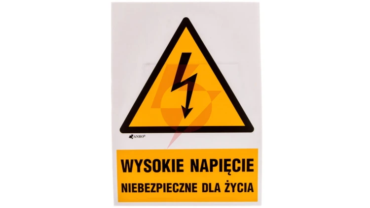 Samoprzylepna tabliczka ostrzegawcza /WYSOKIE NAPIĘCIE NIEBEZPIECZNE DLA ŻYCIA148X210/ 3EOA/Q4/F
