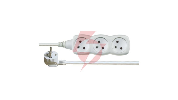 Przedłużacz 3-gniazda z/u 2m /H05VV-F 3G1/ biały P0312
