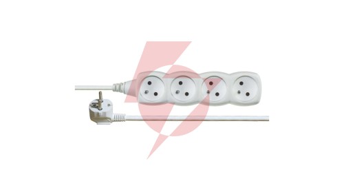 Przedłużacz 4-gniazda z/u 2m /H05VV-F 3G1/ biały P0412