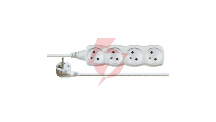 Przedłużacz 4-gniazda z/u 2m /H05VV-F 3G1/ biały P0412