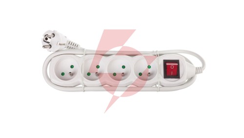 Przedłużacz z wyłącznikiem 4-gniazda z/u 2m /H05VV-F 3G1/ biały P1412