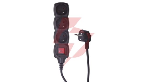 Przedłużacz z wyłącznikiem 3-gniazda z/u 3m /H05VV-F 3G1/ czarny PC1313