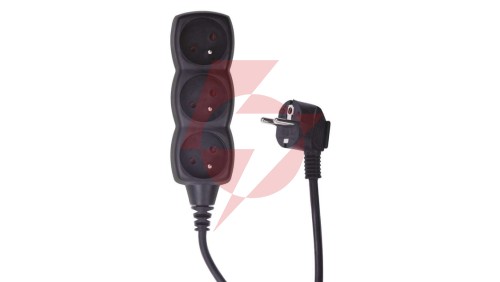 Przedłużacz 3-gniazda z/u 1,5m /H05VV-F 3G1/ czarny PC0311