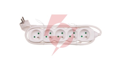 Przedłużacz 5-gniazd z/u 2m /H05VV-F 3G1/ biały P0512