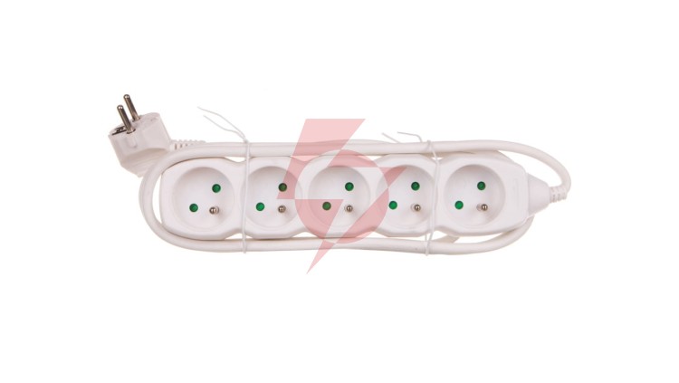 Przedłużacz 5-gniazd z/u 2m /H05VV-F 3G1/ biały P0512
