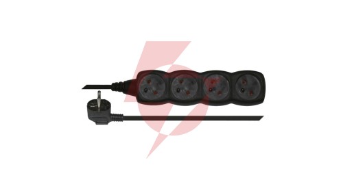 Przedłuzacz 4-gniazda z/u 3m /H05VV-F 3G1/ czarny PC0413