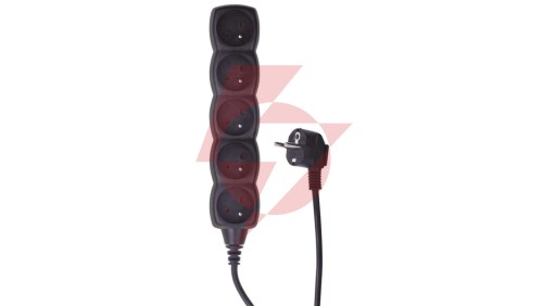 Przedłużacz 5-gniazd z/u 3m /H05VV-F 3G1/ czarny PC0513