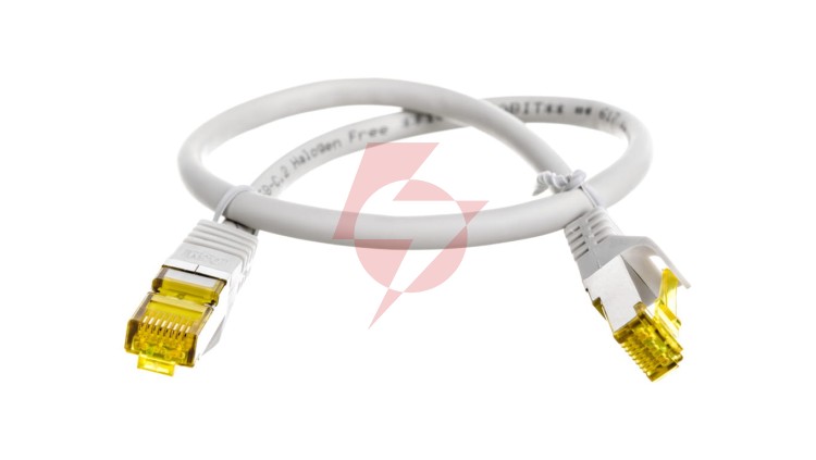 Kabel krosowy patchcord S/FTP (PiMF) kat.6A LSZH szary 0,5m 91576