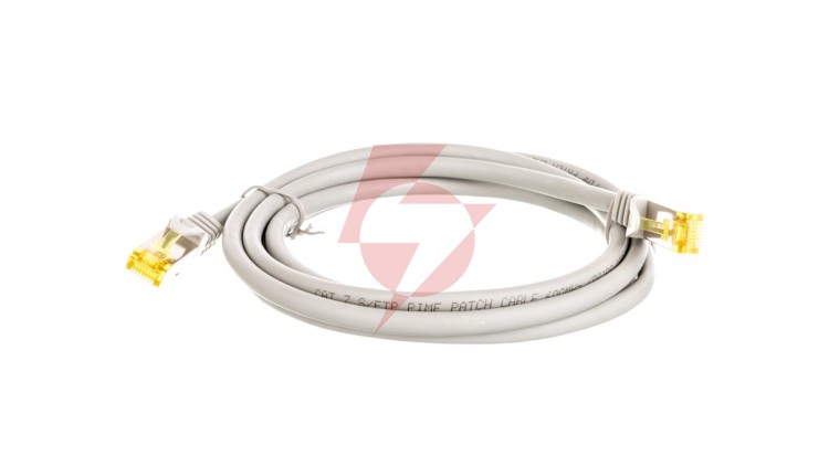 Kabel krosowy patchcord S/FTP (PiMF) kat.6A LSZH szary 2m 91603