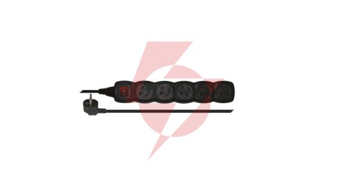 Przedłużacz z wyłącznikiem 5-gniazd z/u 3m /H05VV-F 3G1/ czarny PC1513