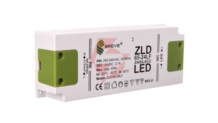 Zasilacz LED 24V DC 65W ZLD 65-24LF 2,7A 19724-9013