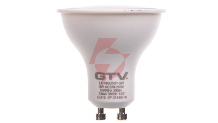 Żarówka LED GU10 3W 220lm 3000K AC180-250V 120st. LD-NGU10P-3W