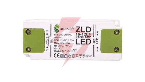 Zasilacz LED 12V DC 16W ZLD 16-12LF 1,33A 19712-9025