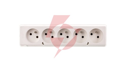 Gniazdo przenośne pięciokrotne 16A 2P+Z 250V białe GN-570
