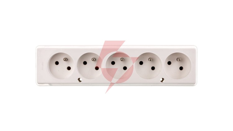 Gniazdo przenośne pięciokrotne 16A 2P+Z 250V białe GN-570