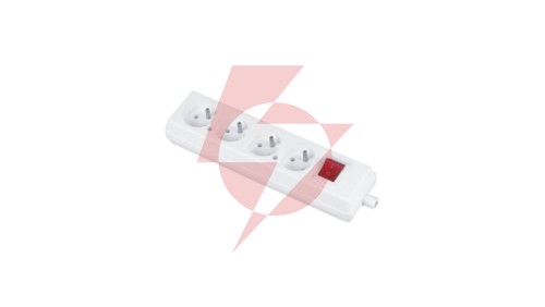 Gniazdo przenośne czterokrotne 16A 2P+Z 250V z wyłącznikiem białe GN-470WS