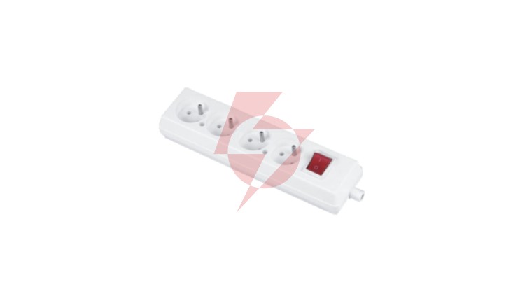 Gniazdo przenośne czterokrotne 16A 2P+Z 250V z wyłącznikiem białe GN-470WS