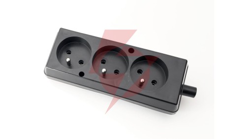 Gniazdo przenośne trzykrotne 16A 2P+Z 250V czarne GN-370