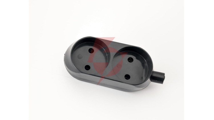 Gniazdo przenośne dwukrotne 16A 2P 250V czarne GN-260