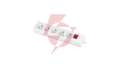 Gniazdo przenośne pięciokrotne 16A 2P+Z 250V z wyłącznikiem białe GN-570WS