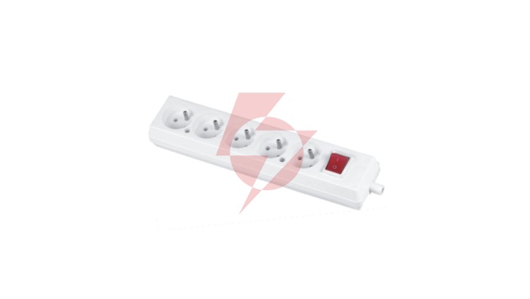 Gniazdo przenośne pięciokrotne 16A 2P+Z 250V z wyłącznikiem białe GN-570WS