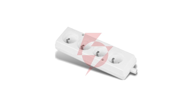 Gniazdo przenośne czterokrotne 16A 2P+Z 250V białe GN-470