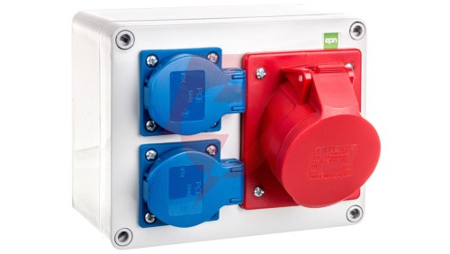 RS rozdzielnica siłowa 2x2P+Z, 3P+N+Z 16A natynkowa, IP44 6203-00