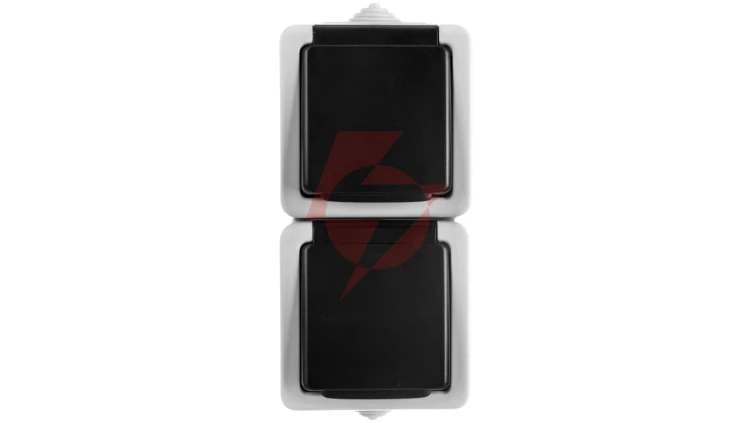 TEKNO Gniazdo hermetyczne podwójne 2x2P+0 pionowe z przesłoną styków 16A 250V szare IP54 25360
