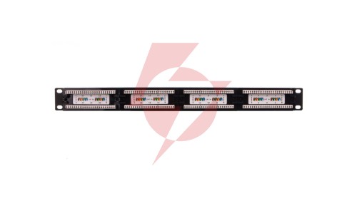 Patch panel kompletny 19 cali 24x RJ45 U/UTP kat. 5e 1U czarny RAL 9005 DN-91524U-1