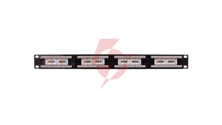 Patch panel kompletny 19 cali 24x RJ45 U/UTP kat. 5e 1U czarny RAL 9005 DN-91524U-1