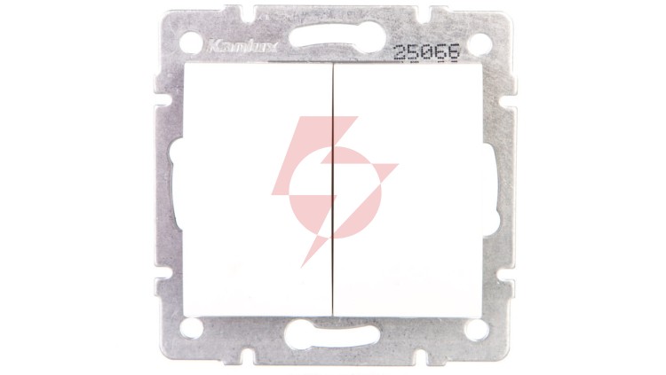 LOGI Łącznik dwugrupowy świecznikowy śrubowy 10AX 250V biały 021010102 25066