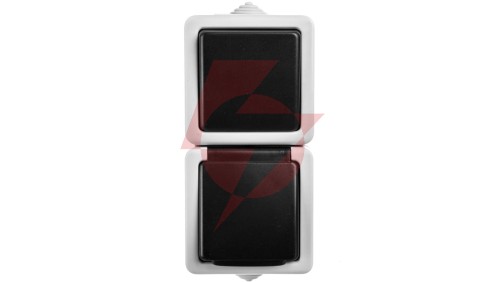 TEKNO Łącznik jednobiegunowy + Gniazdo z przesłoną styków pionowy 10AX/16A 250V szare IP54 25361