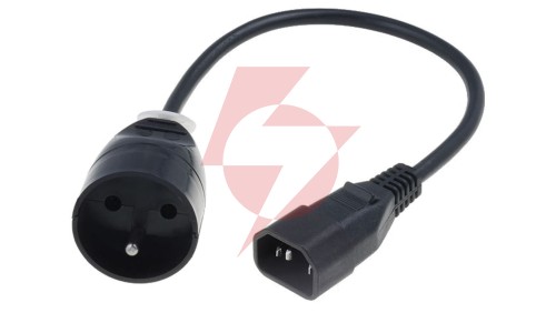 Przedłużacz do UPS 1-gniazdo z/u 10A /H05VV-F 3x1 0,3m/ z wtykiem IEC C14 PS-PCU 171