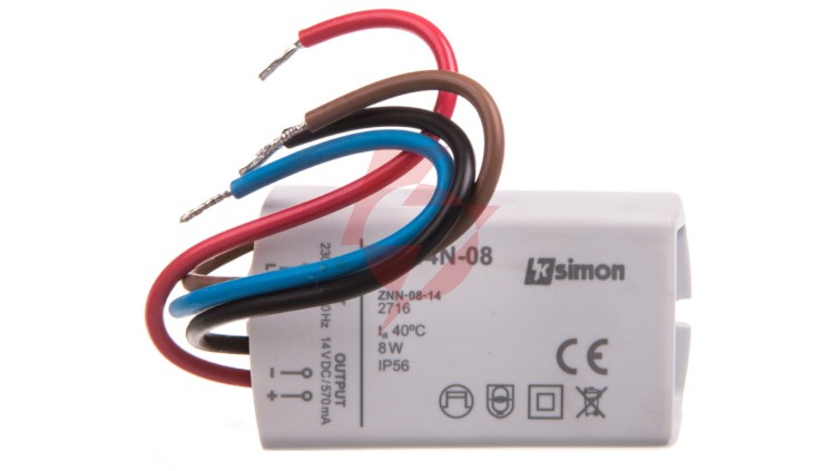Simon 54 Zasilacz LED natynkowy 14V DC 8W ZL14N-08