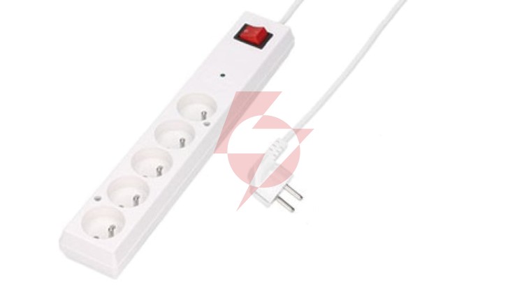 Listwa przeciwprzepięciowa PS-5PF z filtrem 5-gniazd z/u 10A 3m /OMY 3x1/ biała