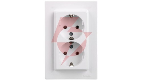 Gniazdo podwójne Asfora z/u SCHUKO 2P+Z białe (diy) z ramką EPH9901121